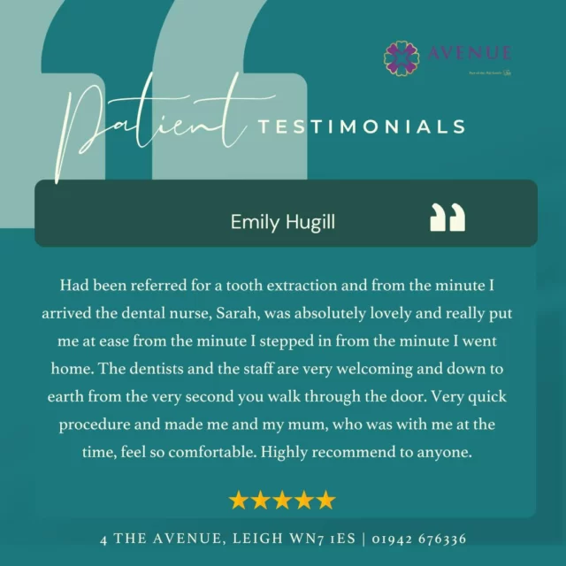 ⭐ Another Happy Patient! ⭐

We love hearing from our patients—thank you for trusting us with your smile!

We are accepting new patients! Same-day appointments and weekend appointments available.

📅 Book your consultation today!
https://audental.co.uk/avenue-dental-centre/ or call us 01942 676336

#PatientTestimonial #HappySmiles #DentalCare #ThankYou #AvenueDentalCentre #DentalPracticeLeigh